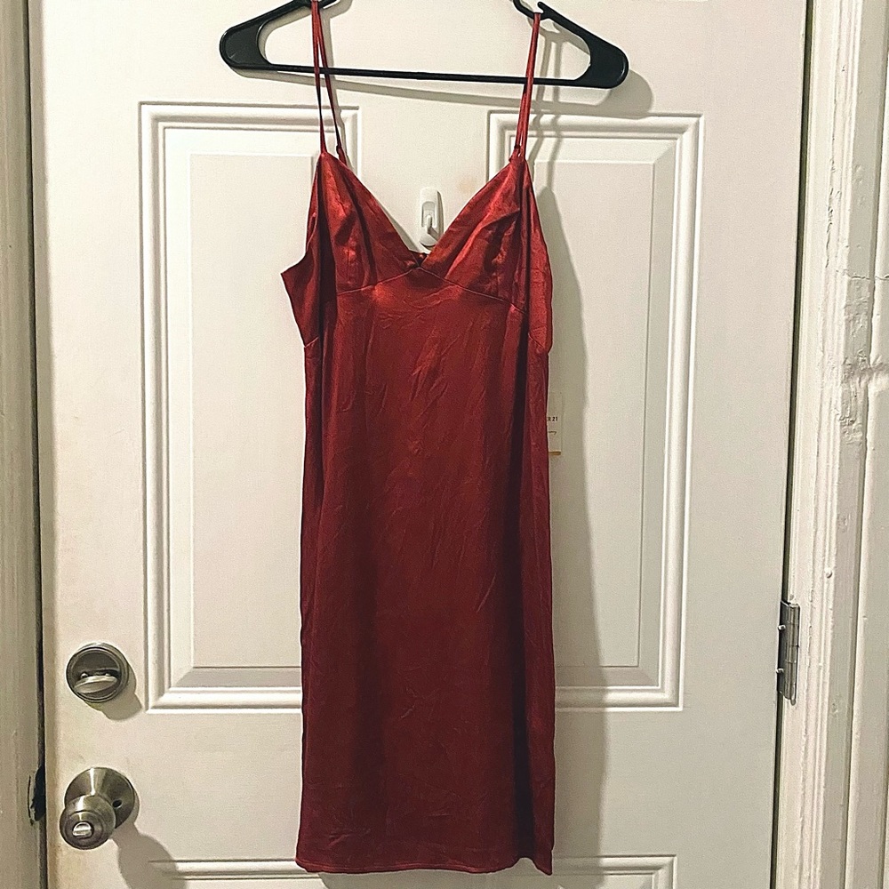 Maroon Satin Slip Dress